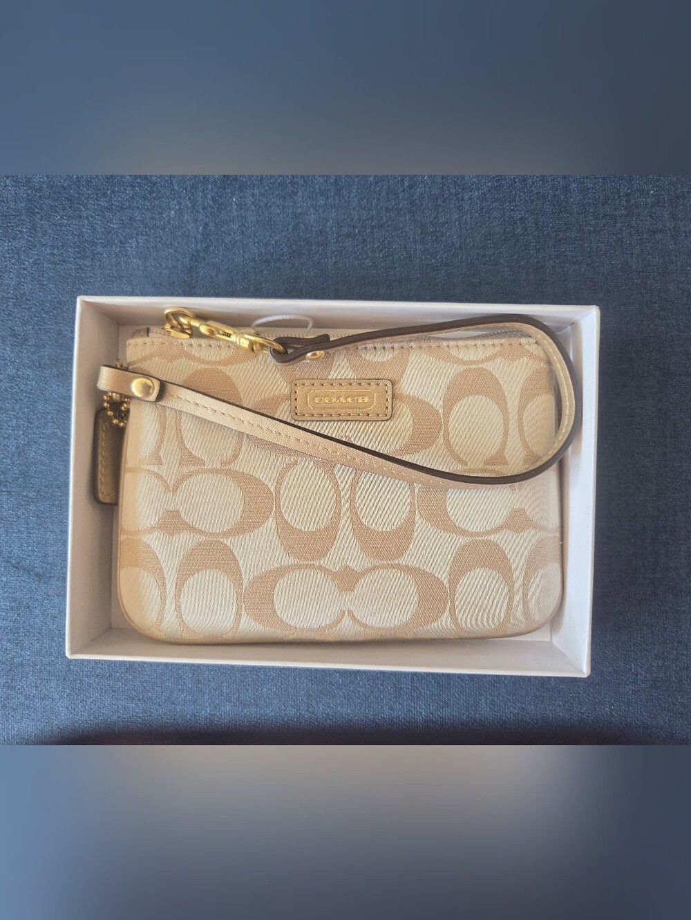 Coach Beige and Tan Signature Wristlet
